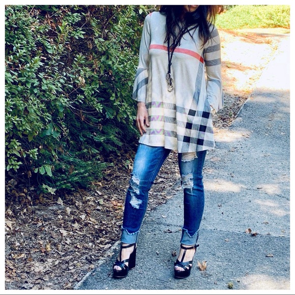 ✨LAST ✨Beige plaid swing tunic with side pockets - Picture 8 of 8